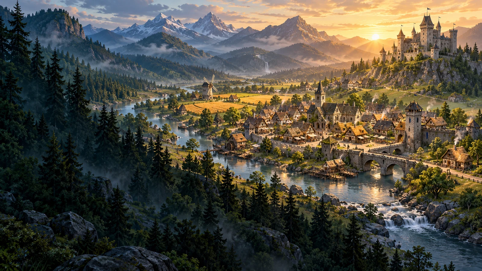 Kingdoms of Heroes – mittelalterliches Landschafts-Artwork